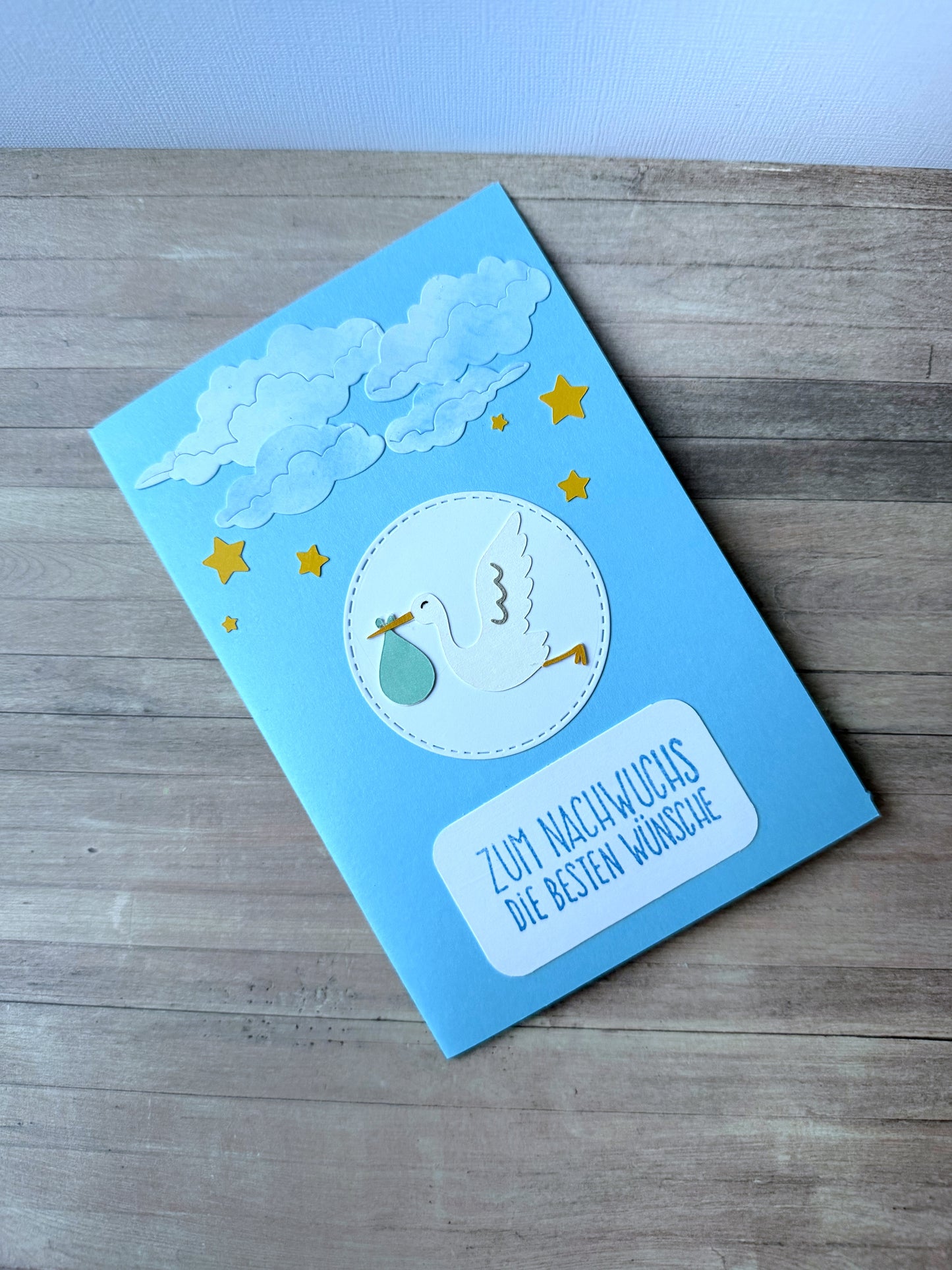 Grußkarte Geburt - Storch