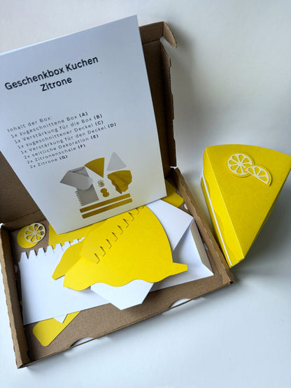 DIY Bastelset Geschenkbox Kuchen - Zitrone