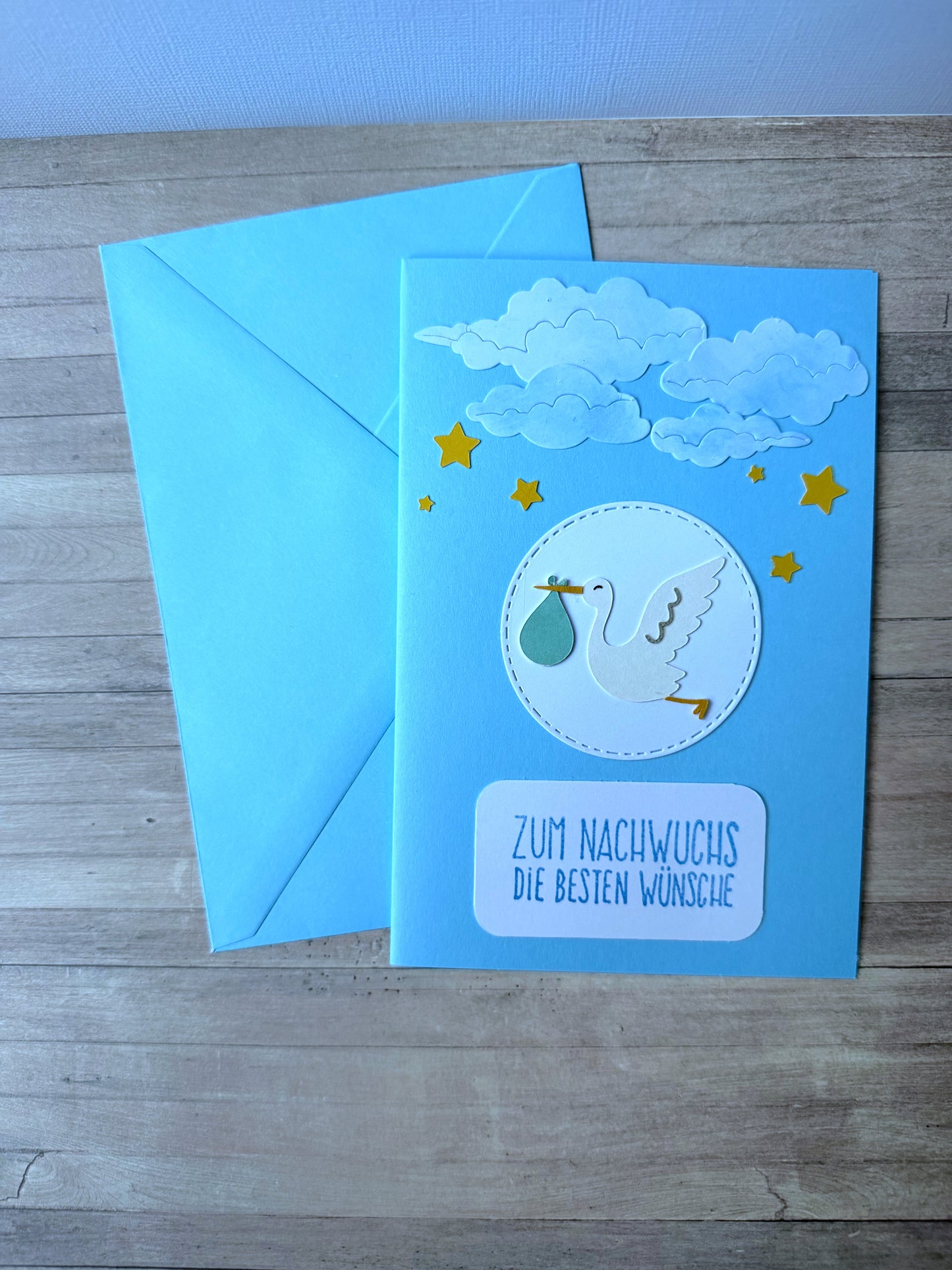 Grußkarte Geburt - Storch