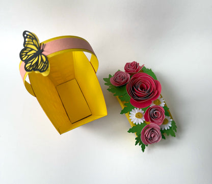 DIY Bastelset Geschenkbox Blumenkorb mit Schmetterling
