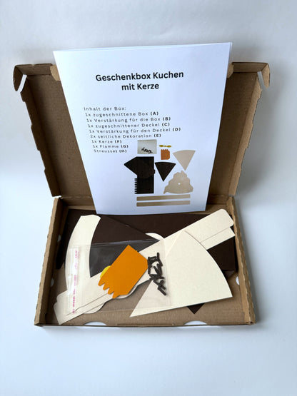 DIY Bastelset Geschenkbox Kuchen - mit Kerzen