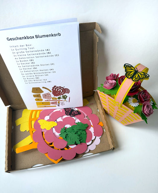 DIY Bastelset Geschenkbox Blumenkorb mit Schmetterling