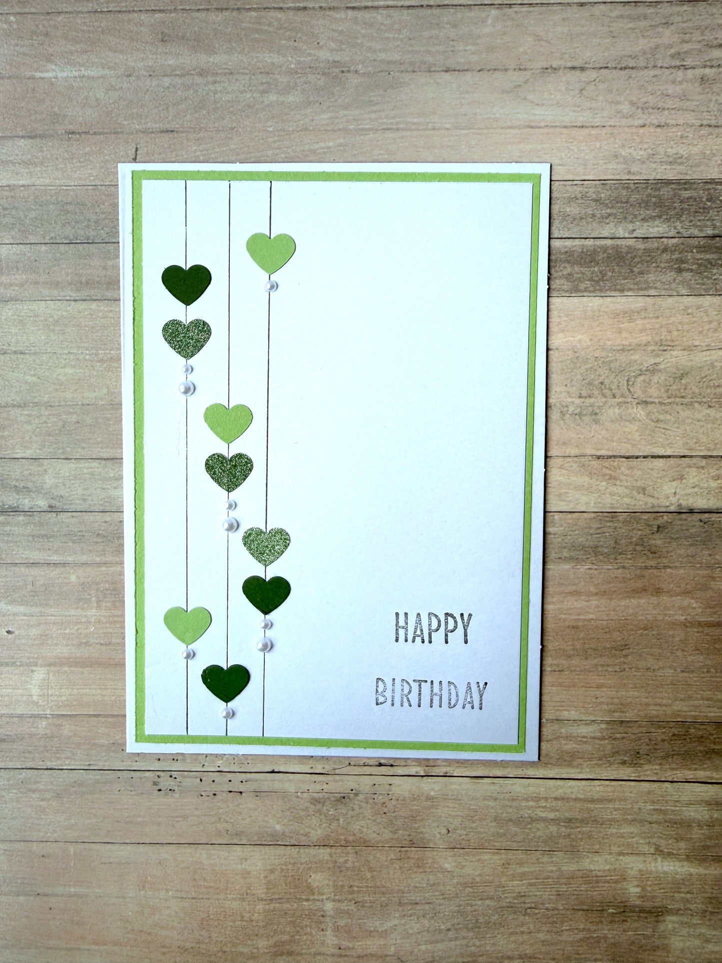 Grußkarte Geburtstag - grüne Herzen