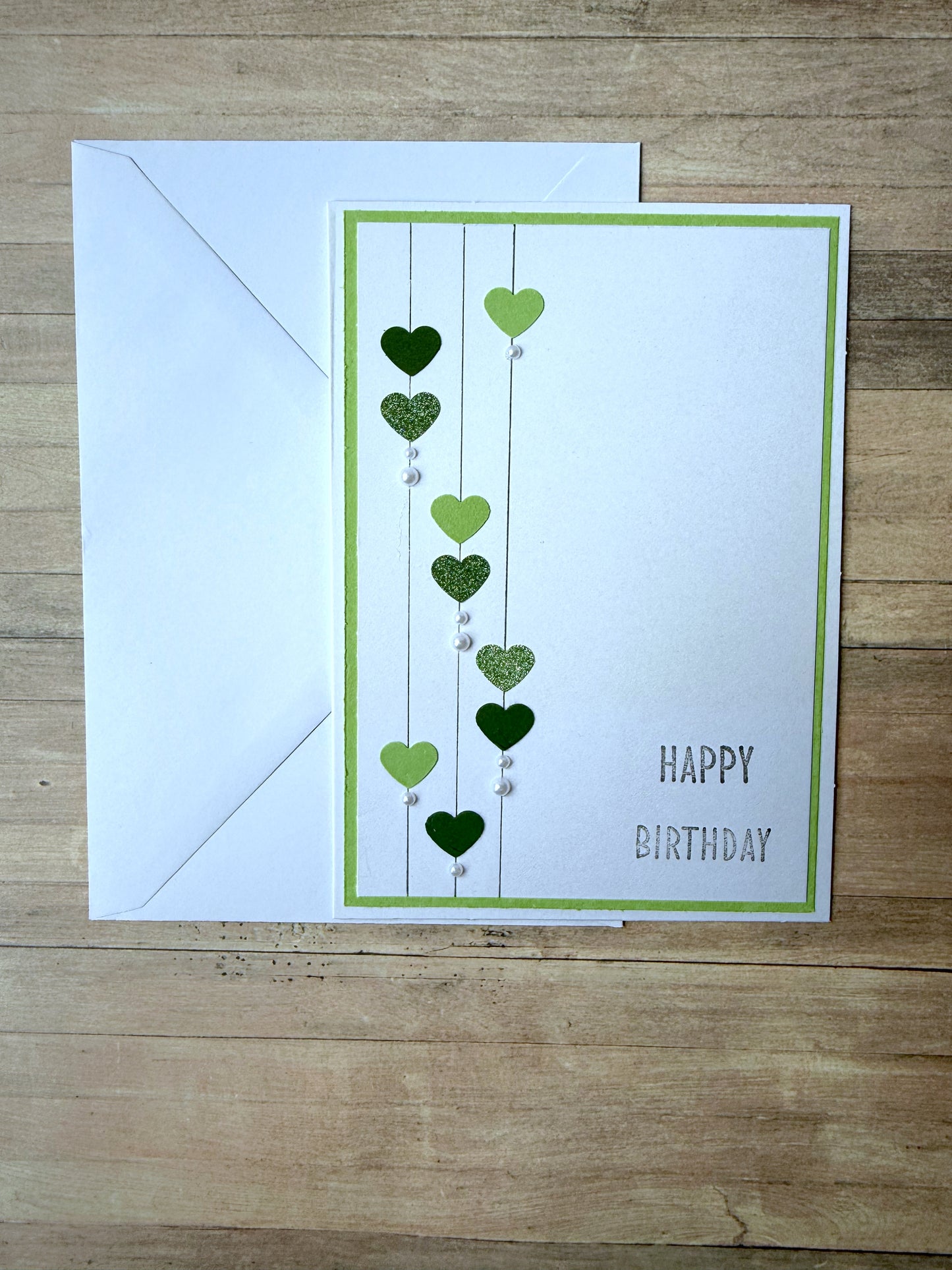 Grußkarte Geburtstag - grüne Herzen