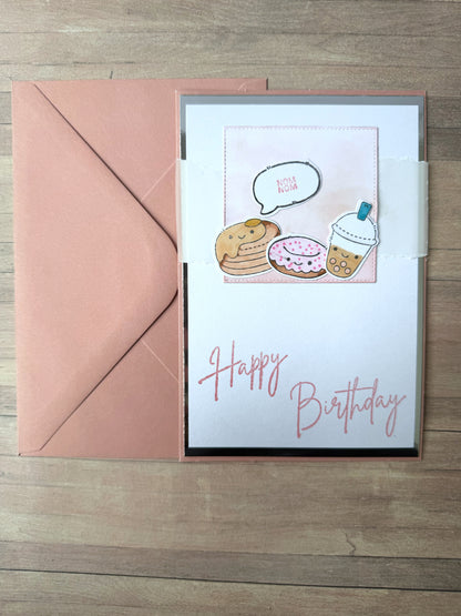 Grußkarte Geburtstag - Süßigkeiten rosa