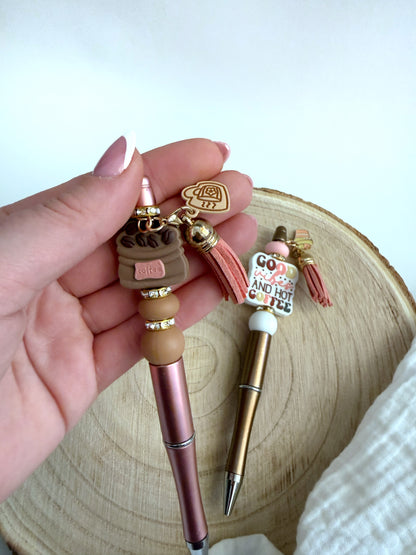 Kugelschreiber Kaffee mit Charm und Quaste - verschiedene Varianten