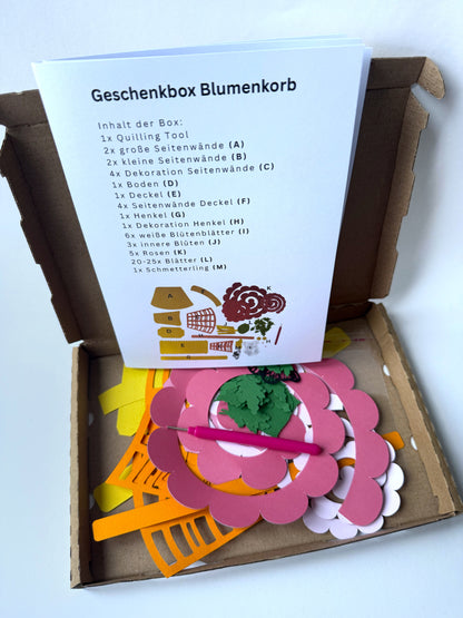 DIY Bastelset Geschenkbox Blumenkorb mit Schmetterling