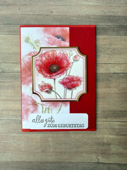 Grußkarte Geburtstag Mohnblumen