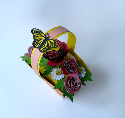 DIY Bastelset Geschenkbox Blumenkorb mit Schmetterling
