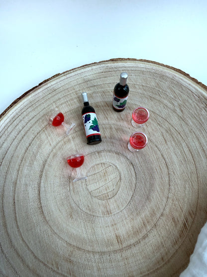 Miniatur Weinflasche mit Gläsern - 3er Set
